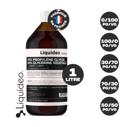 Base DIY Liquideo 1 Litre – Base e-liquide neutre sans nicotine - Base e-liquide pour le DIY  -   - 12,90 €