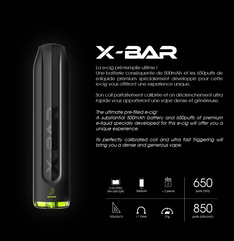Cigarette electronique jetable XBar Energy Drink bon prix Klop's